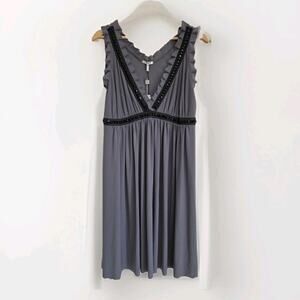 Metro 7 Womens Dress Sparkling Black Detail Sleeveless Gray Size XL